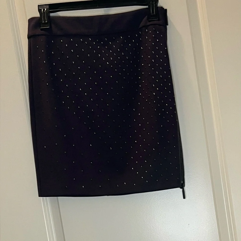 Armani Exchange Eggplant Color Studded Skirt with Side Zipper Details Size 4